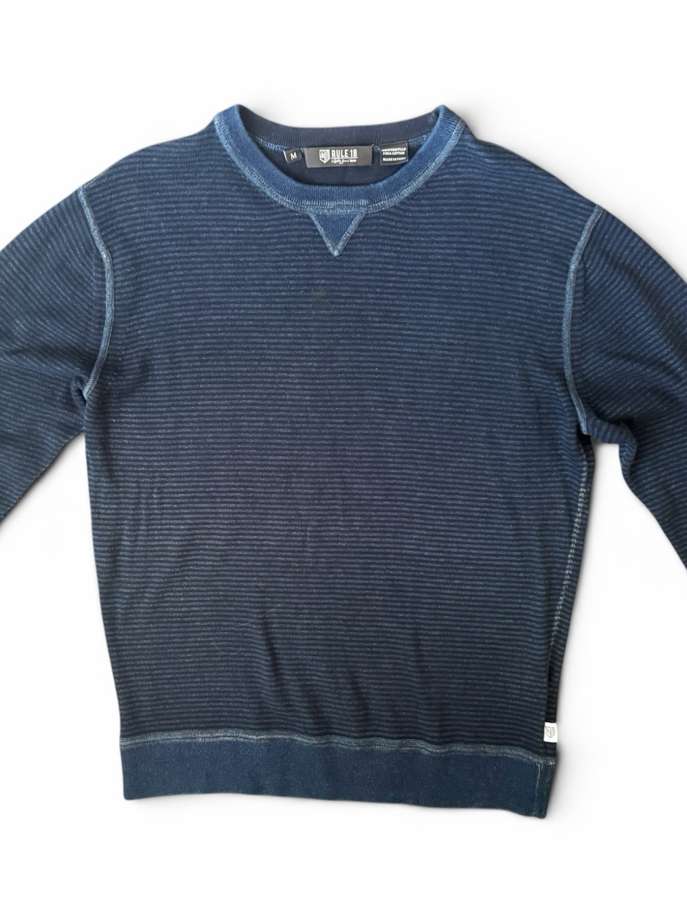 Rule 18 Bobby Jones Mens M Pullover Indigo blue dyed 100% Peruvian Pima Cotton